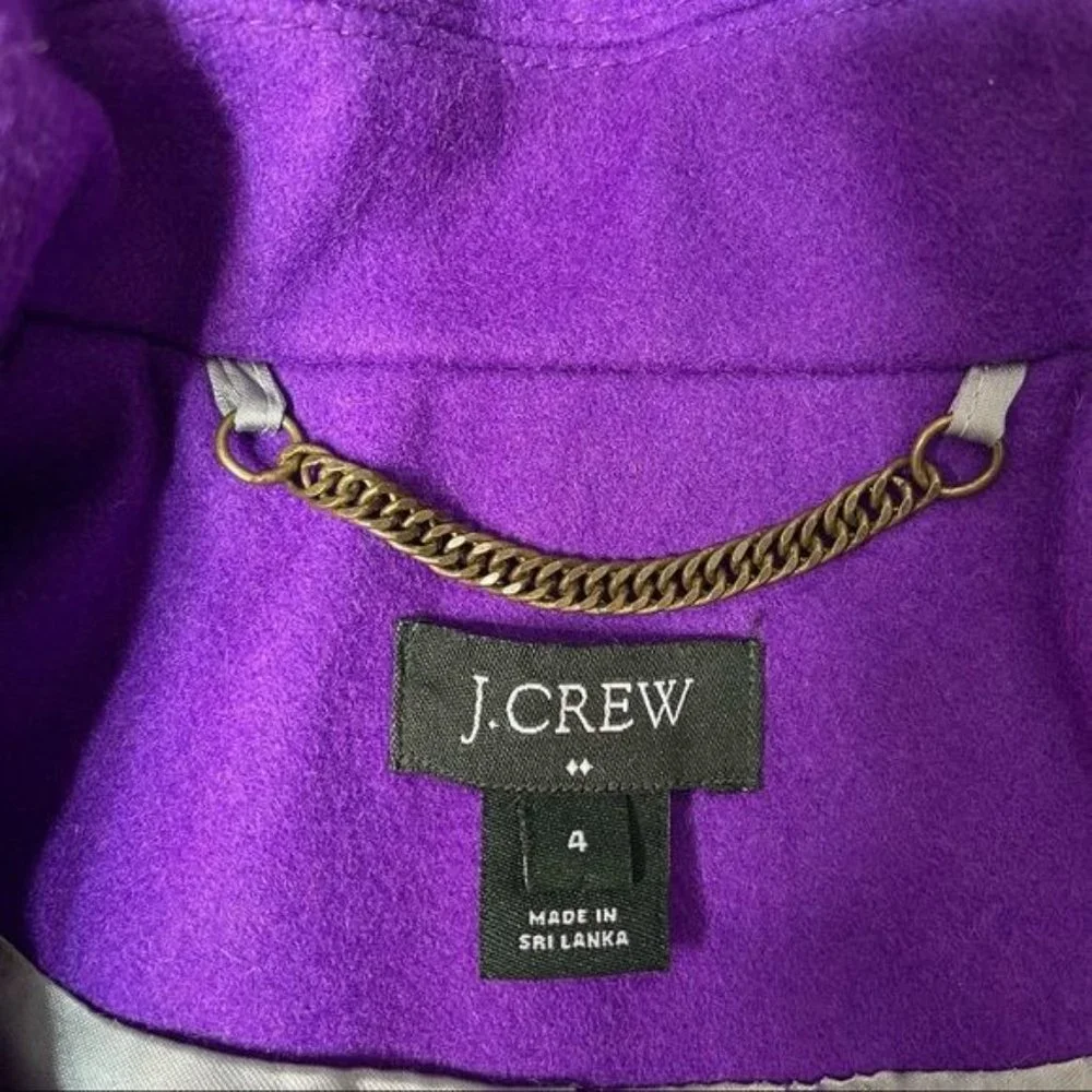 J. Crew Purple Wool Peacoat Classic Dress Coat 4 Small - Picture 9 of 10